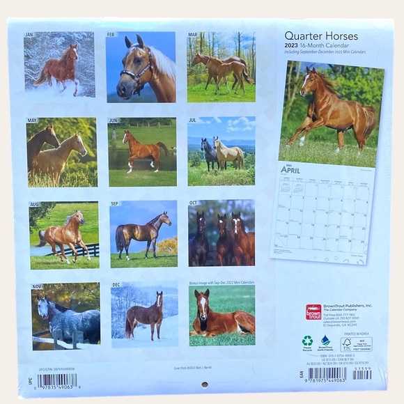 Calendar “Quarter Horses” Sixteen Months Brand New Gorgeous Photography - Picture 2 of 10